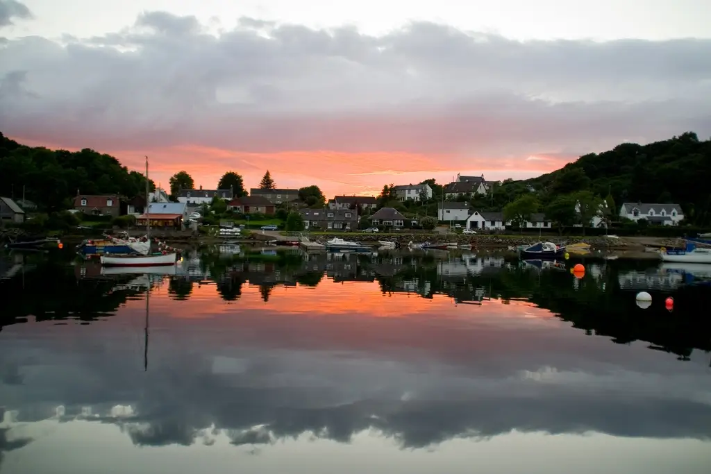 Yachts on moorings in Tayvallich Bay, Loch Sween